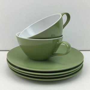 Vintage Texas Dallas Ware Green G-4 Plates Cups